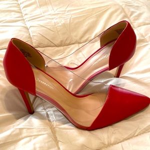 Red and clear pointy red heels size 7.5